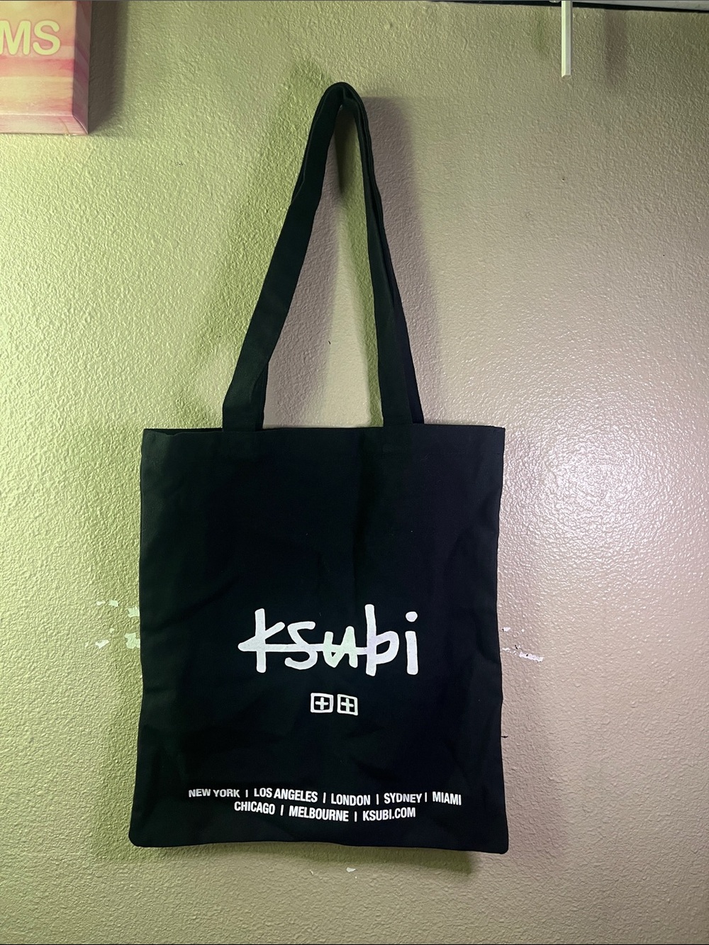 Ksubi Black Canvas Tote with White Logo Print